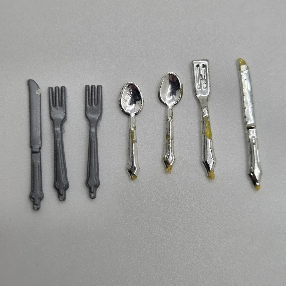 Vintage Barbie Doll Cutlery Flatware Set 7 Pieces Forks Knives Spoons